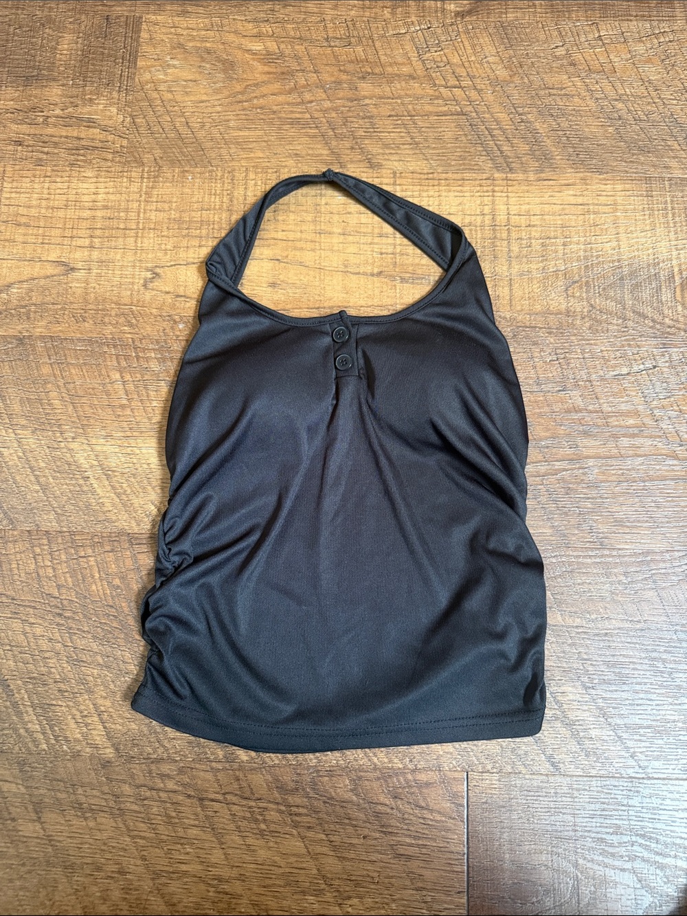 SHEIN Black Halter Top Ruched Side Stretch Y2K Club Going Out Size L